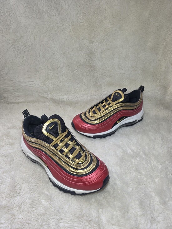 Nike Shoes - Nike Air Max 97 Gold Sequin University Red Metallic Sneakers Women's 6.5